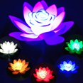 thumbnail image 4 of 6Pcs Water Floating Lotus Light Romantic Wishing Light Water Lantern Flower Shaped Pool Light Light for Pool Pond Garden Wedding Party Decoration (Yellow, Blue, Gradient Color), 4 of 8