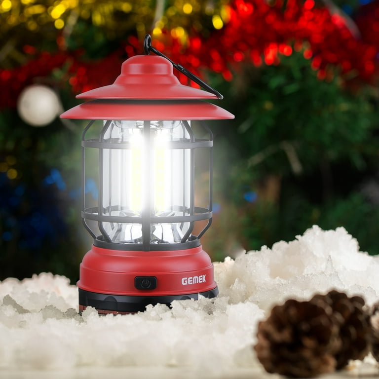 PINSAI LED Retro Camping Lantern,Rechargeable Metal Portable Battery  Powered Hanging Candle Lamp 