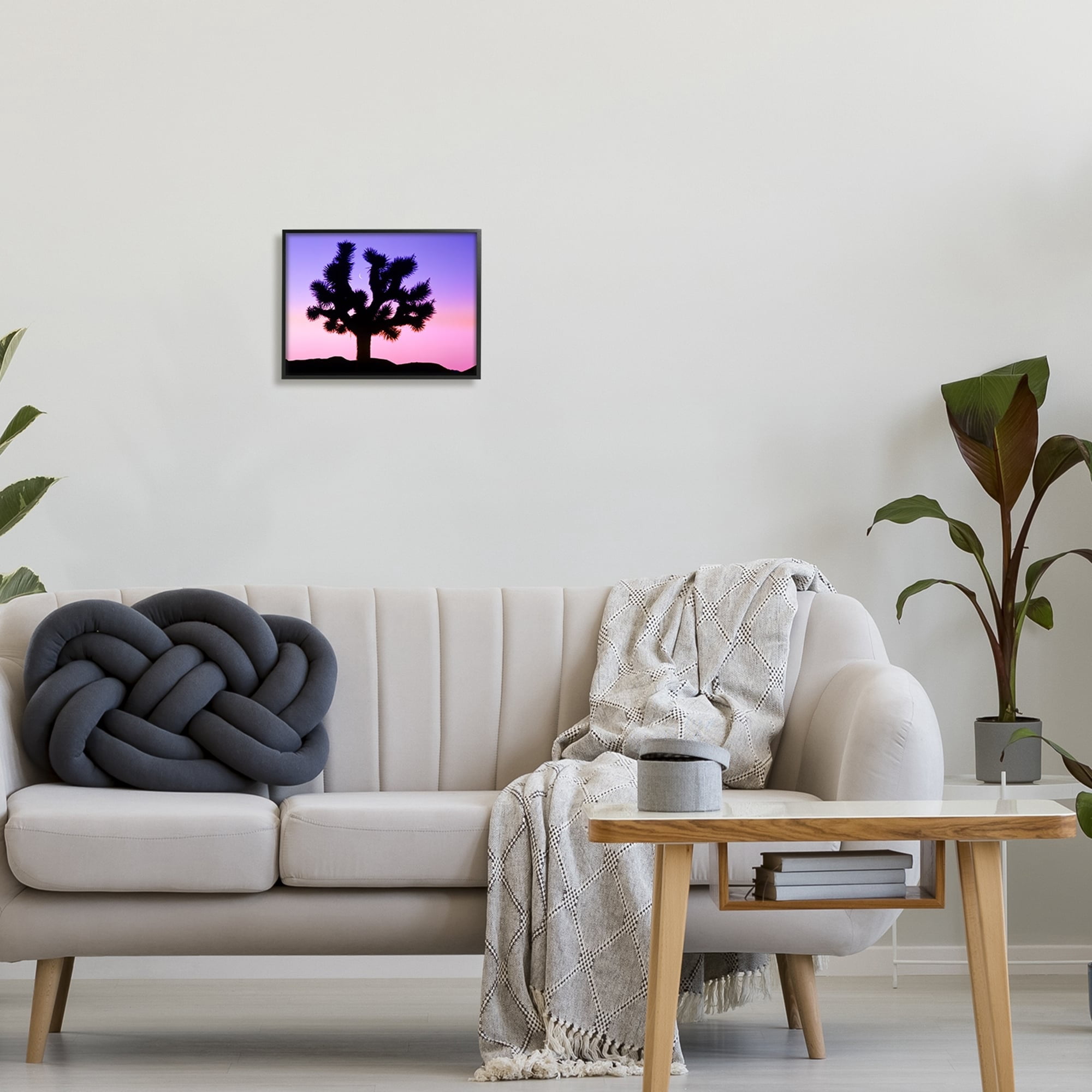 Stupell Industries Crescent Moon Tree Silhouette Landscape Photography Gray Framed Art Print Wall Art