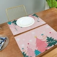 thumbnail image 3 of Christmas Tree Pink Placemats Set of 6 Winter Snowflake New Year Table Mats Set Burlap Kitchen Dining Room Mat Wipeable Washable Fast Dry Indoor Xmas Holiday Decoration Placemat 12" x 18", 3 of 8