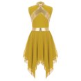 thumbnail image 1 of TiaoBug Robe de Danse Métallique pour Filles Enfants, Tunique d'Église, Robe de Culte, Tenue de Danse Jaune 14, 1 of 6