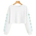 thumbnail image 3 of BOBOGOJP Kids Crop Tops Girls Long Sleeve Tee Shirts Cute Daisy Pinted Fashion Sweatshirt Pullover Top (White,12-13 Years), 3 of 4