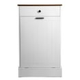 thumbnail image 4 of Tilt Out Trash Can Cabinet, Hidden Wooden Trash Can Cabinet with Drawer, Free Standing Garbage Cabinet for Kitchen, 10 Gallon Farmhouse Laundry Hamper Cabinet for Kitchen, Living Room (White), 4 of 14