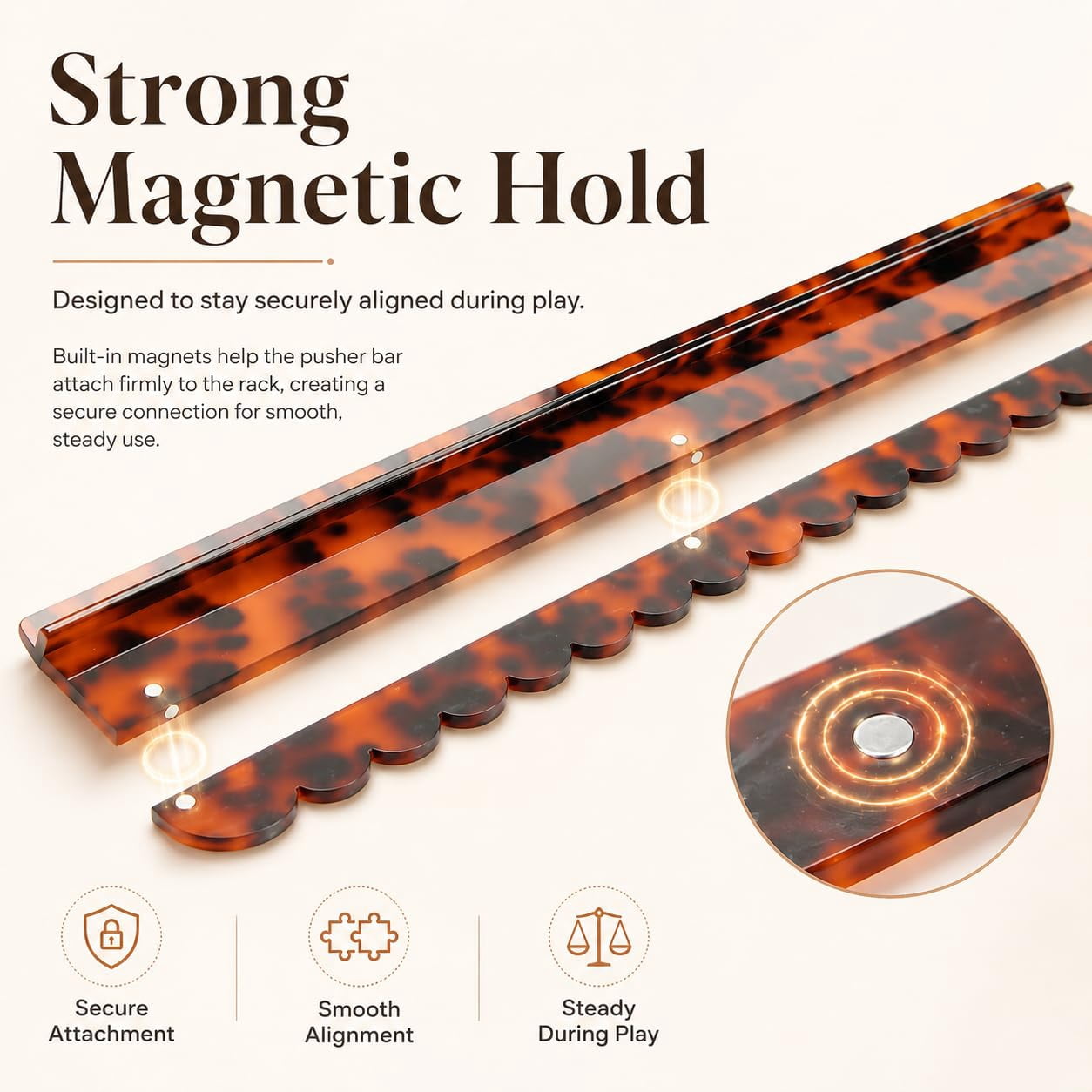 Scalloped Mahjong Racks with Magnetic Pushers, Acrylic Mahjong Tile Racks Set for American Mahjong Game Accessories