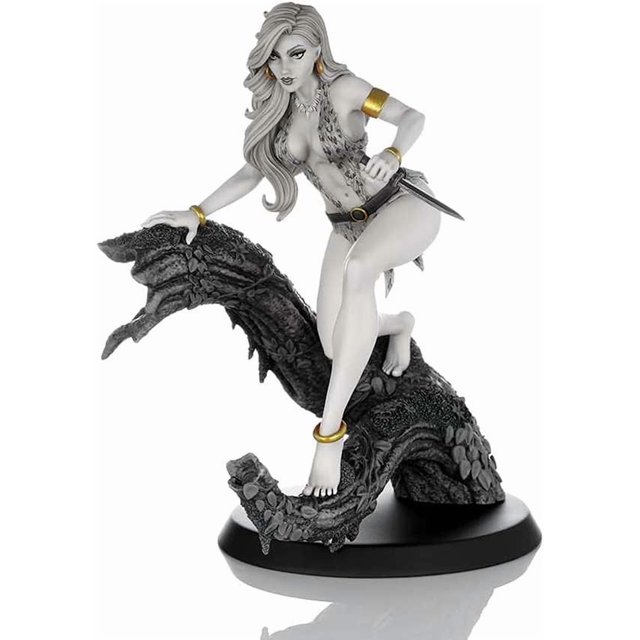Femme de Dynamite Sheena Reine de la Jungle (Noir & Blanc) Statue en Résine de 10 Pouces