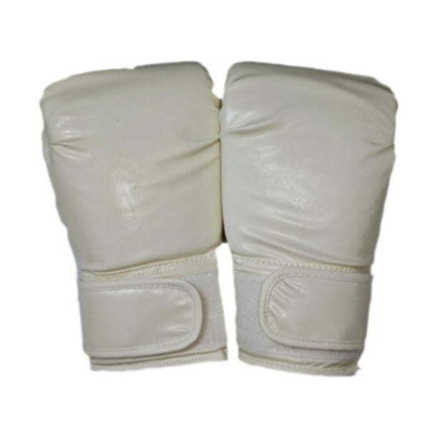 Guantes de boxeo, manoplas de boxeo, ajuste ajustable, PU, transpirables, ligeros y protectores. adultos blancos