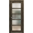 thumbnail image 1 of Solid French Door 36 x 96 inches | Quadro 4002 Cognac Oak with Frosted Glass | Single Regular Panel Frame Trims Handle | Bathroom Bedroom Sturdy Doors, 1 of 5