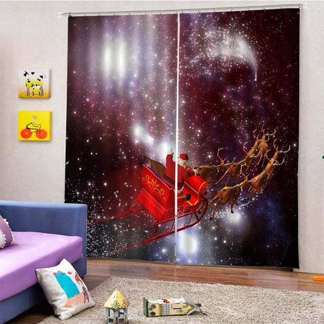 Cortinas Opacas Del Panel Cortinas De Tela De Impresión Fotográfica En 3D Decoración De Dormitorio Para Santa estrellado Yotijar Cortina opaca