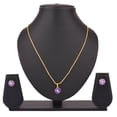 thumbnail image 3 of Efulgenz Cubic Zirconia CZ Floral Pendant Chain Necklace Earrings Jewelry Set for Women , Purple, 3 of 5