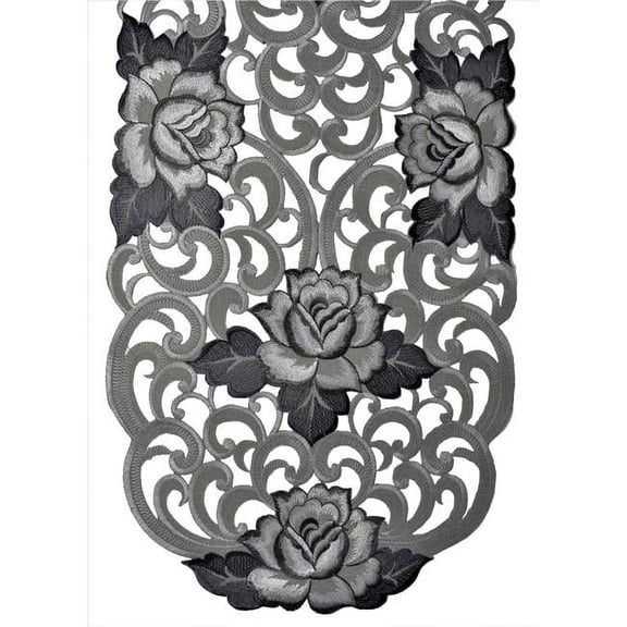 Sinobrite  14 x 28 in. Gunmetal Cutout Rose Table Runner