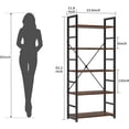 thumbnail image 2 of Industrial Bookshelf, 5-Tier 24inch Rustic Brown Shelving Unit Wood Bookcase with Open Shelves, Rustic Standing Bookshelves Metal Frame Display Rack for Living Room,Bedroom, 24*11.8*63 inch, 2 of 9