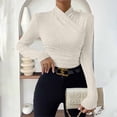 thumbnail image 4 of Long Sleeve Shirts for Women Fitted Shirts Draped Tops Vacation Outfits Y2k Basic Shirts Going Out Tops Fall Outfits Work Blouse Beach Vacation High Neck Business Casual, 4 of 4