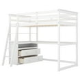 thumbnail image 6 of Harper & Bright Designs Twin Size Loft Bed with Desk, Shelves and Two Built-in Drawers, Wooden Space-Saving Loft Bed Frame for Boys Girls, White, 6 of 11