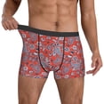 thumbnail image 3 of Men's Boxer Briefs, Paisley Red Soft Comfy Mens Underwear Boxer Briefs Breathable With Widen Waist, 3 of 7