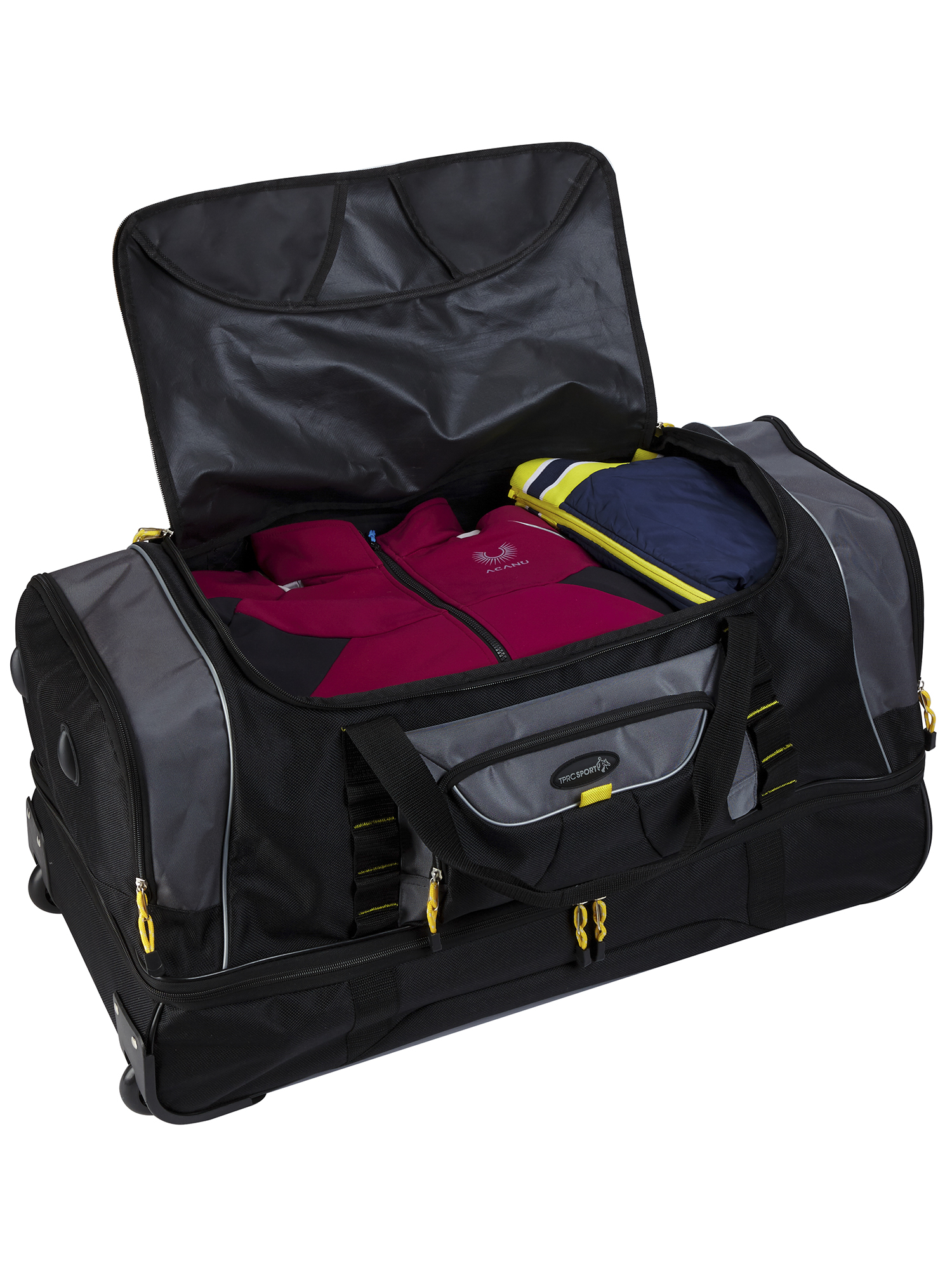 Traveler's Club Borsone Pieghevole 36 Pollici - 150L, Nero, Con Ruote E Maniglie Imbottite