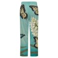 thumbnail image 6 of Butterfly Floral Garden Winter Female Pants Flannel High Waist Women Pants Lady Warm Straight Leg Plush Trousers, 6 of 7