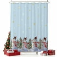 thumbnail image 2 of Aqua Christmas Snowman Shower Curtain, Winter Xmas Tree Snowflakes Waterproof Fabric Shower Curtains with 12 Hooks, Bathroom Curtain Set for Bathroom Accessories Decor, 48 x 72 Inches, 2 of 9
