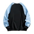 thumbnail image 3 of VSSSJ Men's Baggy Sweatshirt Patchwork Color Block Crew Neck Sweatshirts Drop Shoulder Long Sleeve Casual Oversized Pullover Streetwear Blue XL, 3 of 3