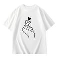 thumbnail image 5 of Summer Tops for Girls Size 9-10 Short Sleeve Casual Round Neck Fashion Cool Graphic Tees Soft Comfy Beach Wear Summer Clothes(Heart, A04-White, 9-10 Years), 5 of 6