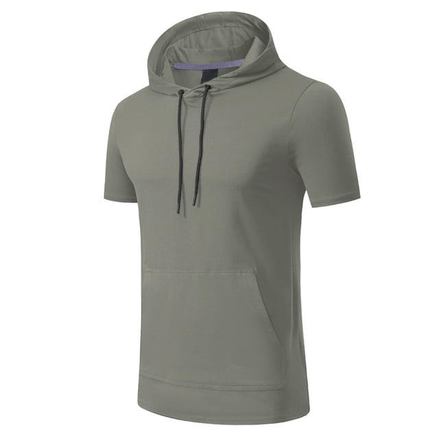 Camiseta ligera con capucha para running y fitness para hombre - Manga corta, secado rápido, deportiva/ocio, tallas S-XXXL