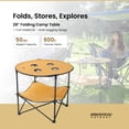 thumbnail image 2 of ARROWHEAD OUTDOOR 28” Portable Folding Table, 4 Cup Holders, No Sag Surface, Compact, Round, Carrying Case, Steel Frame, High-Grade 600D Canvas, Lower Storage Area, USA-Based Support (Tan), 2 of 7