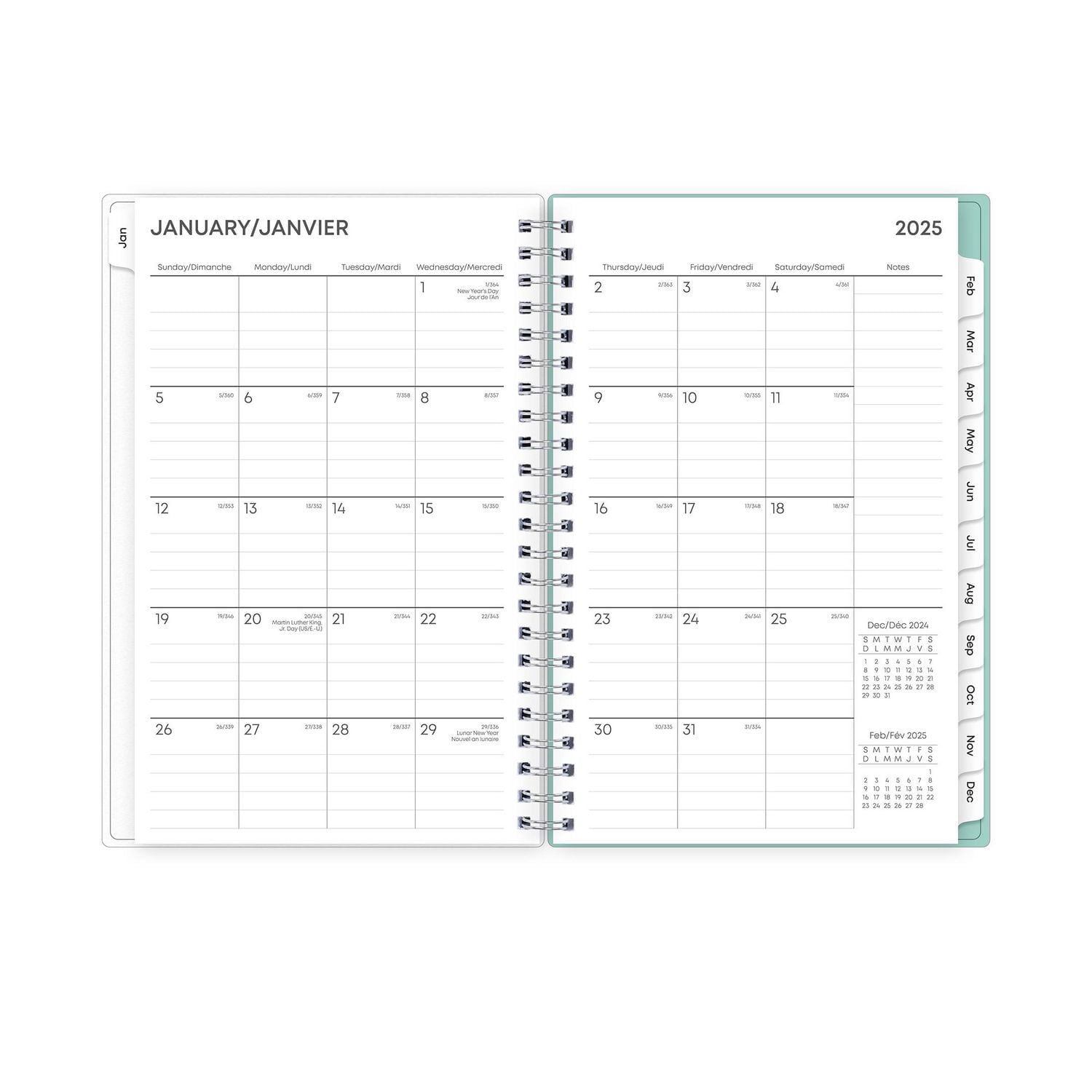 2025 Weekly Monthly Planner, 5 x 8, Blue Sky, Elysian