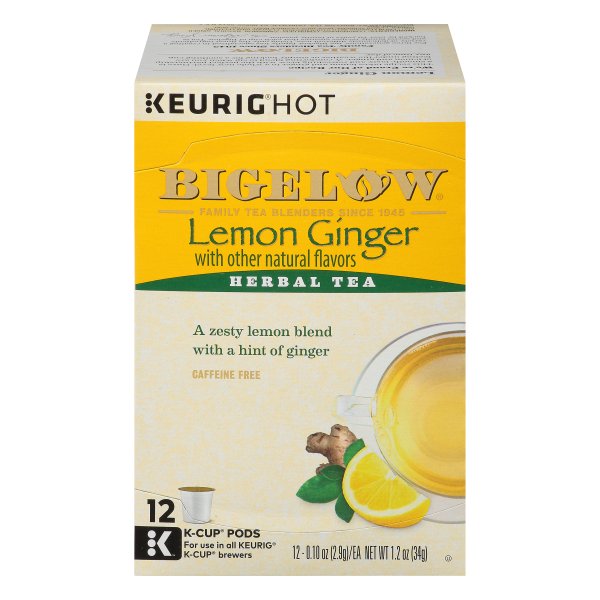 Bigelow Lemon Ginger Herbal Tea KCup Pods 12 CT
