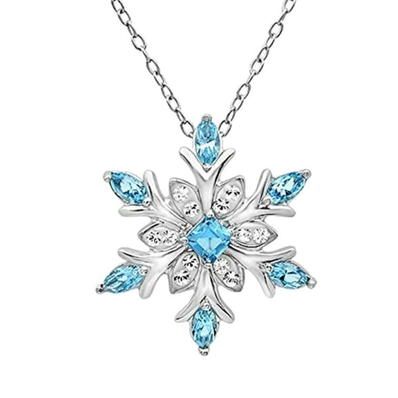 Kcodviy Christmas Gemstone Snowflake Necklace Pendant Rhinestones Jewelry Charms For Women s Party Gifts Zircon Christmas Snowflake Necklace Fashion Necklace Long Necklace with Pendant Nec