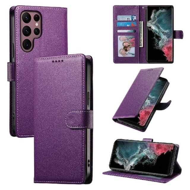 Case for FOXDOCK Samsung Galaxy S22 Ultra Wallet Case – Premium Leather, 3 Card Slots, Shockproof Protection