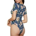 thumbnail image 3 of Haiem Flower Women's Crew Neck Short Sleeve Bodysuit Tops Stretchy Slim Basic-XX-Large, 3 of 9