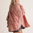 thumbnail image 2 of Shadoumai Women Plaid Shirt Jacket Seams Raw Edge Washed Oversized Shirt Jacket With Pockets Flannel Button Down Long Sleeve, 2 of 6
