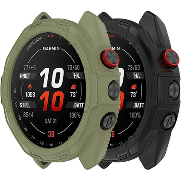 GFDYREE Compatible with Garmin Approach S70 42mm / 47mm Case for Men Women, Full Edge Protective Cover Shockproof Bumper Frame for Approach S70 42mm & 47mm Smartwatch (42mm, Black+Green)
