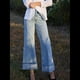 thumbnail image 4 of Pantalones Vaqueros de Mujer de Cintura Alta, Elásticos, con Dobladillo Enrollado y Pernera . Azul XL, 4 of 9
