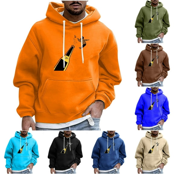 DDAPJ pyju Mens Oversized Hooded Sweatshirt Beer Graphic Hoodies Funny Novelty Holiday Sweatshirts Loose Casual Pullover Hoodie with Kangaroo Pocket Blue M