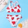 thumbnail image 2 of nsendm Girls' Swimwear Tankini Swimwear for Toddler Girl Summer Cute Crisscross Small Printing Floral Print Two Piece Swimsuit Bathing 1PC Tops+1PC Shorts White 11-12 Years, 2 of 5