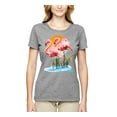 thumbnail image 2 of Wild Bobby, Flamingo Love Print, Animal Lover, Women Graphic Tee, Heather Grey, Small, 2 of 4