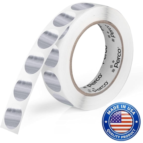 Perco Metallic Silver Round Circle Dot Sticker 1-Inch Labels with Perforation for Easy Tear-Off - 1,000 Stickers per Roll - Asset Tags, Equipment Labels & Modern Identification - Made in USA