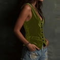 thumbnail image 5 of Vintage Velvet Vest for Women V Neck Cropped Sleeveless Casual Button Down Waistcoat Tops Regular Fitted Jacket Waistcoat Summer Trendy Going Out suits For Womens Fashion Womens Tops Army Green L, 5 of 7