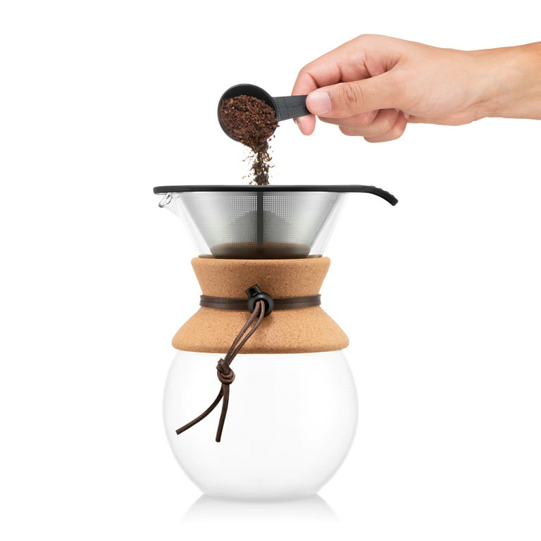 Bodum Pour Over Coffee Maker with Permanent Filter, Brown/Clear, 34 oz