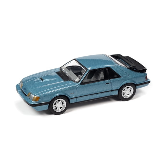 1986 Ford Mustang SVO, Light Regatta Blue - Johnny Lightning JLSP247/24A - 1/64 Scale Diecast Car
