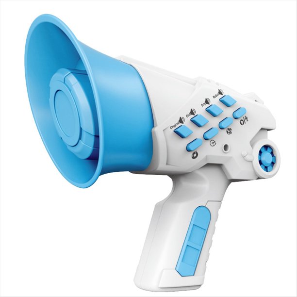 Megáfono Portátil con Sirena y Cambiador de Voz, Juguete de Broma, Altavoz de Mano, Megáfono Azul.