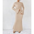 thumbnail image 4 of Women'S Long Sleeve Maxi Dress Ribbed Knit Boat Neck Bodycon Casual Dresses Going Out Outfits Color S, 4 of 9