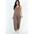 thumbnail image 5 of Relaxed French Terry Sleeveless Scoop Neck Jumpsuit with Front Pocket, 5 of 9
