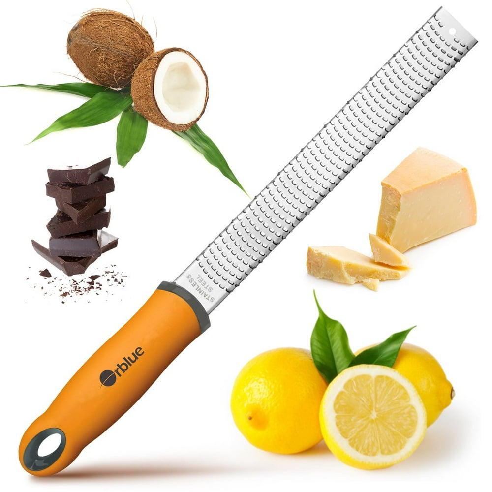 Orblue Pro Citrus Zester & Cheese Grater, Stainless Steel Lemon Zester