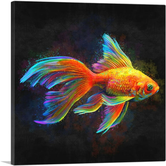 ARTCANVAS Goldfish Freshwater Aquarium Fish Canvas Art Print - Size: 18" x 18" (0.75" Deep)