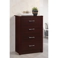 thumbnail image 3 of Hodedah Four Drawer Contemporary Wooden Chest in Mahogany Finish, 3 of 7