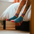 thumbnail image 6 of Blue/Coral Quarter Crew Sock, 6 of 8