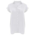 thumbnail image 3 of Blouses à Manches Courtes pour Femmes Blouse d'Été Décontractée à Manches Courtes pour Femmes Bouton Couleur Unie Col Rabattu T-Shirt Hauts T-Shirts d'Été pour Femmes Hauts à Manches Courtes pour Femmes, 3 of 7