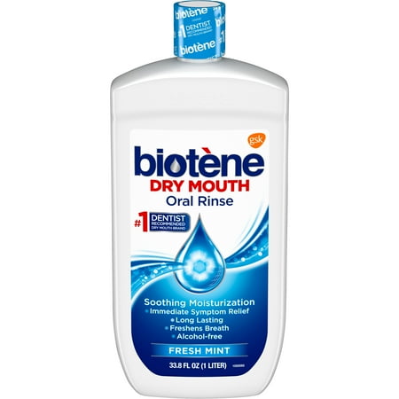 Biotene Fresh Mint Moisturizing Oral Rinse Mouthwash, Alcohol-Free, for Dry Mouth, 33.8