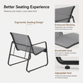 thumbnail image 3 of 3 Pieces Patio Outdoor Conversation Set with Coffee Table, Textilene Chair with glass table, Gray, 3 of 8